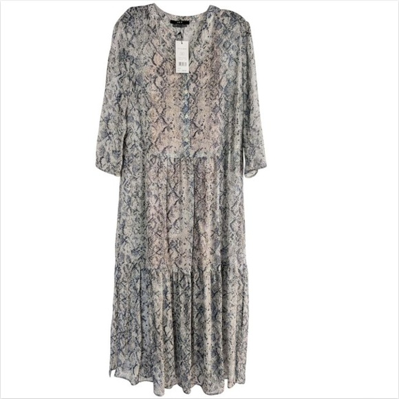 Offwhite Grey Maxi Snake Print Night Out Dress - Picture 1 of 2